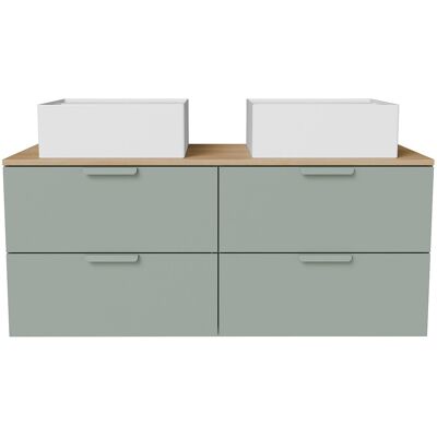 Unique Mobile Bagno Sospeso Con Lavabo Da Appoggio Quadrato Verde Acqua L120 Cm - Avoreli Unique Mobile Bagno Sospeso Con Lavabo Da Appoggio Quadrato Verde Acqua L120 Cm - Avoreli