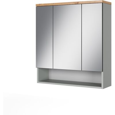 Vicco Specchio Contenitore Bagno Eden, Grigio/artisan, 70 X 77.5 Cm Con 3 Ante A Specchio, Vicco Specchio Contenitore Bagno Eden, Grigio/artisan, 70 X 77.5 Cm Con 3 Ante A Specchio,