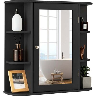 HELLOSHOP26 Mobiletto Da Bagno Sospeso 65 X 17 X 64 Cm Spazio Ottimale Con Specchio Moderno In Mdf Nero 200012754 HELLOSHOP26 Mobiletto Da Bagno Sospeso 65 X 17 X 64 Cm Spazio Ottimale Con Specchio Moderno In Mdf Nero 200012754