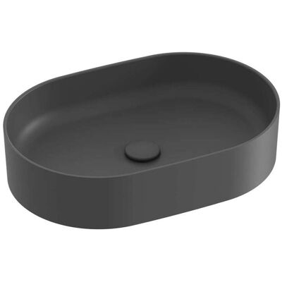 RAVAK Ceramic - Lavabo Da Appoggio 55x37 Cm, Senza Troppopieno, Senza Foro Per Miscelatore, Antracite Xjx03155000 RAVAK Ceramic - Lavabo Da Appoggio 55x37 Cm, Senza Troppopieno, Senza Foro Per Miscelatore, Antracite Xjx03155000