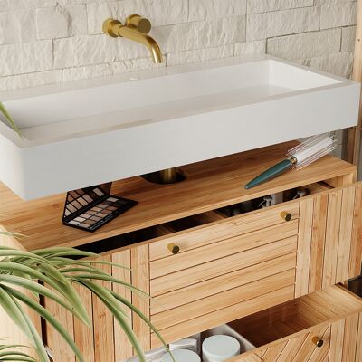 Vicco Mobile Sottolavabo Per Bagno Lucie, Bambù, 80 X 65 Cm Con 2 Cassetti, Vicco Mobile Sottolavabo Per Bagno Lucie, Bambù, 80 X 65 Cm Con 2 Cassetti,