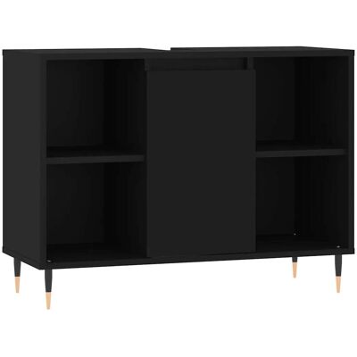 HELLOSHOP26 Mobiletto Da Bagno Con Anta Vano Contenitore 80 X 33 X 60 Cm Legno Composito Nero 020049050 HELLOSHOP26 Mobiletto Da Bagno Con Anta Vano Contenitore 80 X 33 X 60 Cm Legno Composito Nero 020049050