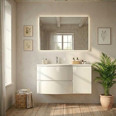 KIAMAMI VALENTINA Mobile Bagno Sospeso 105cm Bianco Lucido Con Anta Destra Los Angeles KIAMAMI VALENTINA Mobile Bagno Sospeso 105cm Bianco Lucido Con Anta Destra Los Angeles