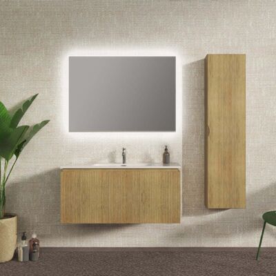 BADEN HAUS Mobile Bagno Cannettato Sospeso 100 Cm Rovere Tabacco Chiusura Soft Close - Marsiglia BADEN HAUS Mobile Bagno Cannettato Sospeso 100 Cm Rovere Tabacco Chiusura Soft Close - Marsiglia