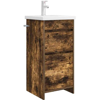 VIDAXL Mobile Da Bagno Con Lavabo Rovere Fumo 42 X 40 X 84,5 Cm VIDAXL Mobile Da Bagno Con Lavabo Rovere Fumo 42 X 40 X 84,5 Cm