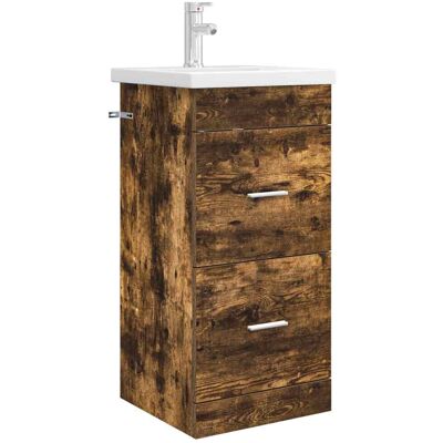 VIDAXL Mobile Da Bagno Con Lavabo Rovere Fumo 42 X 40 X 84,5 Cm VIDAXL Mobile Da Bagno Con Lavabo Rovere Fumo 42 X 40 X 84,5 Cm