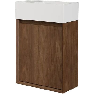 Unique Mobile Lavabo Sospeso Con Lavabo In Resina Bianco Opaco Naturale Scuro 40 X 25.5 X 57 Cm - Sorel Unique Mobile Lavabo Sospeso Con Lavabo In Resina Bianco Opaco Naturale Scuro 40 X 25.5 X 57 Cm - Sorel