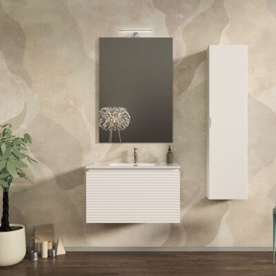 BADEN HAUS Mobile Da Bagno 80 Cm Cannettato Orizzontale Su Tre Lati Sospeso Bianco Opaco - Malaga BADEN HAUS Mobile Da Bagno 80 Cm Cannettato Orizzontale Su Tre Lati Sospeso Bianco Opaco - Malaga