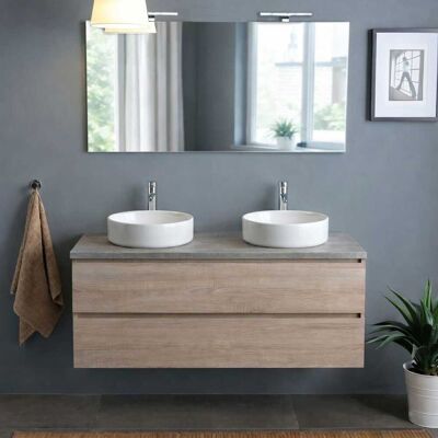 KIAMAMI VALENTINA Mobile Bagno Sospeso 120 Cm Rovere Con Top Beton, Specchio 120x60 E 2 Lampade Berlin KIAMAMI VALENTINA Mobile Bagno Sospeso 120 Cm Rovere Con Top Beton, Specchio 120x60 E 2 Lampade Berlin