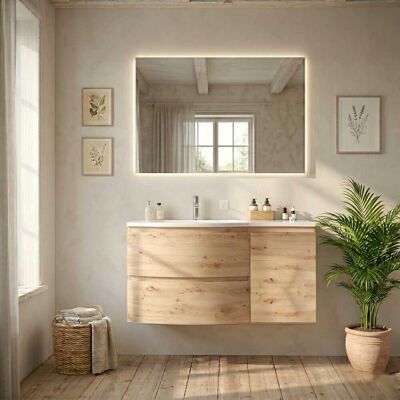 KIAMAMI VALENTINA Mobile Bagno Sospeso Curvo 105cm Rovere Oro Con Lavabo Sx Los Angeles KIAMAMI VALENTINA Mobile Bagno Sospeso Curvo 105cm Rovere Oro Con Lavabo Sx Los Angeles