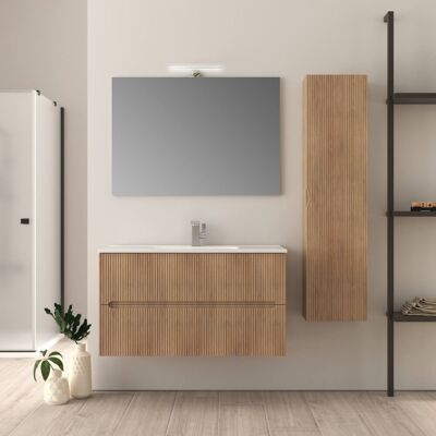 BADEN HAUS Mobile Da Bagno Cannettato 90 Cm Rovere Tabacco Riga BADEN HAUS Mobile Da Bagno Cannettato 90 Cm Rovere Tabacco Riga