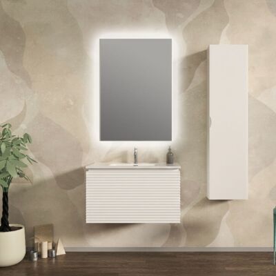 BADEN HAUS Mobile Da Bagno 80 Cm Cannettato Orizzontale Su Tre Lati Sospeso Bianco Opaco - Malaga BADEN HAUS Mobile Da Bagno 80 Cm Cannettato Orizzontale Su Tre Lati Sospeso Bianco Opaco - Malaga