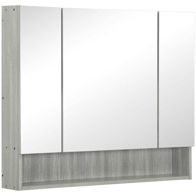OEM Mobiletto Da Bagno A Parete Con Specchio, Mobiletto A 3 Ante Con Specchio, Ripiani Regolabili, 90x15x75 Cm, Grigio OEM Mobiletto Da Bagno A Parete Con Specchio, Mobiletto A 3 Ante Con Specchio, Ripiani Regolabili, 90x15x75 Cm, Grigio