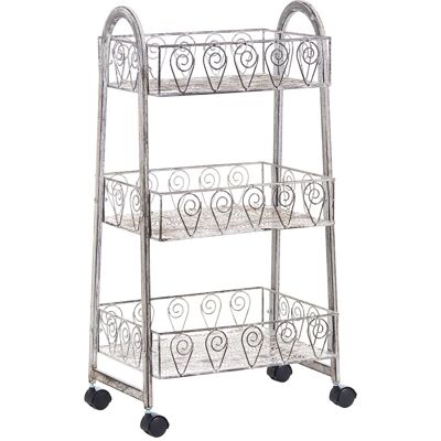 BELIANI Scaffale Da Bagno In Metallo Con Ruote 3 Ripiani, Bianco Yumbilla BELIANI Scaffale Da Bagno In Metallo Con Ruote 3 Ripiani, Bianco Yumbilla