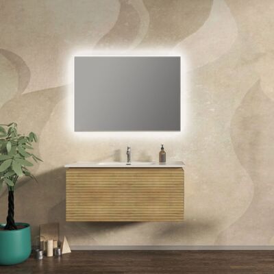 BADEN HAUS Mobile Bagno 100 Cm Cannettato Orizzontale Sospeso Rovere Tabacco - Malaga BADEN HAUS Mobile Bagno 100 Cm Cannettato Orizzontale Sospeso Rovere Tabacco - Malaga