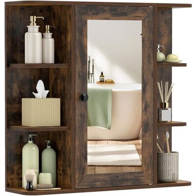 COSTWAY Armadietto Bagno A Parete Con Specchio Mobile Da Bagno Sospeso A Muro Mobiletto A Parete Con Specchio Trasparente Mobiletto Pensile Specchiera 6 Scomp COSTWAY Armadietto Bagno A Parete Con Specchio Mobile Da Bagno Sospeso A Muro Mobiletto A Parete Con Specchio Trasparente Mobiletto Pensile Specchiera 6 Scomp