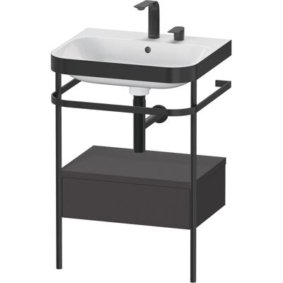 Set lavabo Duravit Happy D.2 Plus Graphite Supermatt con console in metallo Set lavabo Duravit Happy D.2 Plus Graphite Supermatt con console in metallo
