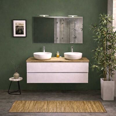 KIAMAMI VALENTINA Mobile Bagno Sospeso 120cm Bianco Export E Top Rovere Naturale, Specchio 120x60 Con 2 Lampade Berlin KIAMAMI VALENTINA Mobile Bagno Sospeso 120cm Bianco Export E Top Rovere Naturale, Specchio 120x60 Con 2 Lampade Berlin