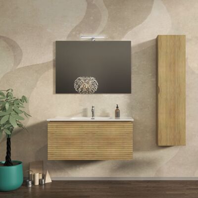 BADEN HAUS Mobile Bagno 100 Cm Cannettato Orizzontale Sospeso Rovere Tabacco - Malaga BADEN HAUS Mobile Bagno 100 Cm Cannettato Orizzontale Sospeso Rovere Tabacco - Malaga
