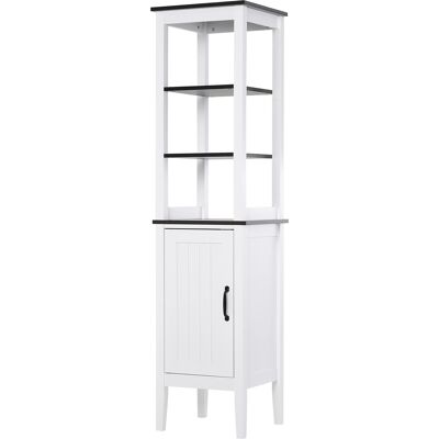 HOMCOM Mobile Da Bagno Alto Stretto Con Ripiani Regolabili, Bianco HOMCOM Mobile Da Bagno Alto Stretto Con Ripiani Regolabili, Bianco