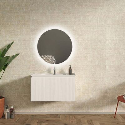 BADEN HAUS Mobile Bagno Sospeso Cannettato Bianco Opaco 80 Cm - Marsiglia BADEN HAUS Mobile Bagno Sospeso Cannettato Bianco Opaco 80 Cm - Marsiglia