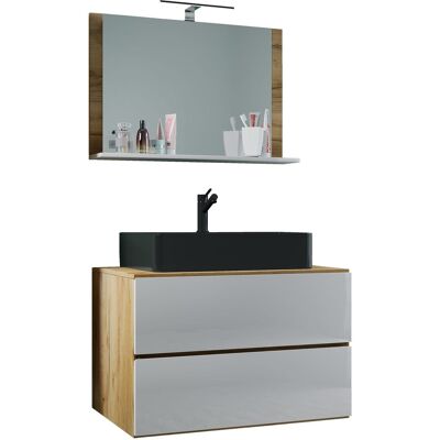 EBUY24 - Vcm 3 Pz Lavabo Lavabo Lavabo Larghezza Armadio Inferiore 80 Cm Arredo Bagno Set Con Cassetti Specchio Lendas M (rovere Miele / Bianco) EBUY24 - Vcm 3 Pz Lavabo Lavabo Lavabo Larghezza Armadio Inferiore 80 Cm Arredo Bagno Set Con Cassetti Specchio Lendas M (rovere Miele / Bianco)