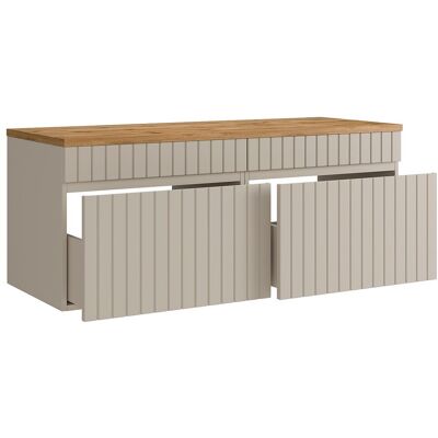 Unique Mobile Sotto Lavabo Sospeso Scanalato Beige Con Ripiano 120 Cm - Satara Unique Mobile Sotto Lavabo Sospeso Scanalato Beige Con Ripiano 120 Cm - Satara
