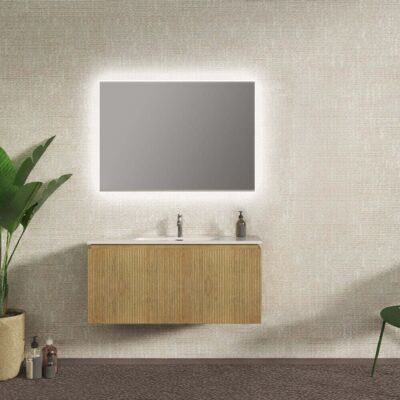 BADEN HAUS Mobile Bagno Cannettato Sospeso 100 Cm Rovere Tabacco Chiusura Soft Close - Marsiglia BADEN HAUS Mobile Bagno Cannettato Sospeso 100 Cm Rovere Tabacco Chiusura Soft Close - Marsiglia