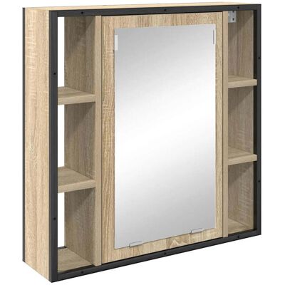 HELLOSHOP26 Mobiletto Rettangolare Salvaspazio Con Specchio Integrato Per Il Bagno 60 X 16 X 60 Cm In Legno Composito Rovere Sonoma 020052135 HELLOSHOP26 Mobiletto Rettangolare Salvaspazio Con Specchio Integrato Per Il Bagno 60 X 16 X 60 Cm In Legno Composito Rovere Sonoma 020052135