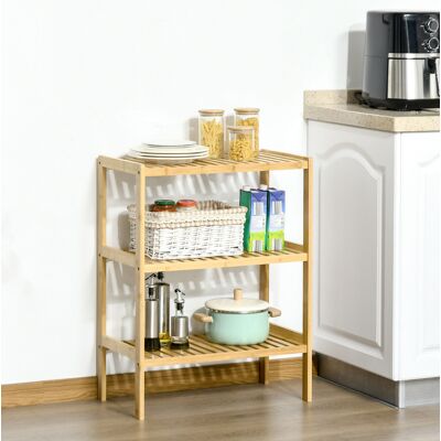 MIVRAY Scaffale Da Bagno In Bambù Naturale 62 Cm, Mobile Contenitore A 3 Ripiani Con Struttura Rialzata MIVRAY Scaffale Da Bagno In Bambù Naturale 62 Cm, Mobile Contenitore A 3 Ripiani Con Struttura Rialzata