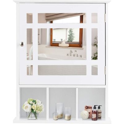COSTWAY Mobiletto Bagno Con Specchio In Legno, Armadio Farmacia Da Muro, Armadietto Da Parete Per Bagno, 51x 16 X 61 Cm (bianco) - COSTWAY Mobiletto Bagno Con Specchio In Legno, Armadio Farmacia Da Muro, Armadietto Da Parete Per Bagno, 51x 16 X 61 Cm (bianco) -