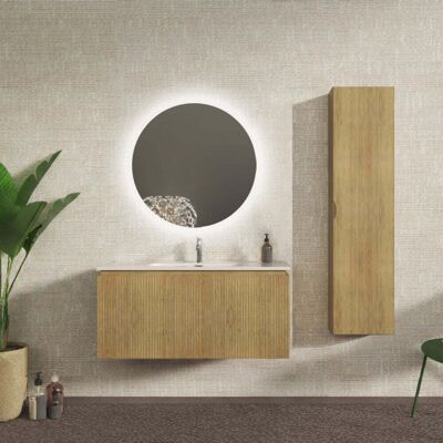 BADEN HAUS Mobile Bagno Cannettato Sospeso 100 Cm Rovere Tabacco Chiusura Soft Close - Marsiglia BADEN HAUS Mobile Bagno Cannettato Sospeso 100 Cm Rovere Tabacco Chiusura Soft Close - Marsiglia