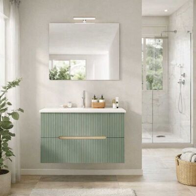 KIAMAMI VALENTINA Mobile Bagno Sospeso 80cm Rovere Ghiaccio E Verde Salvia Magnolia KIAMAMI VALENTINA Mobile Bagno Sospeso 80cm Rovere Ghiaccio E Verde Salvia Magnolia
