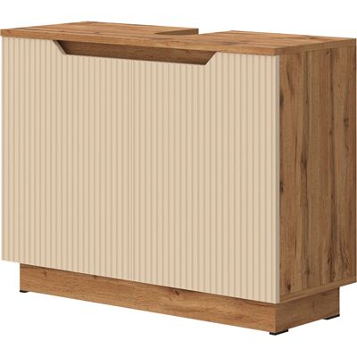 Vicco Mobile Sottolavabo Per Bagno Lotta, Rovere/cashmere A Righe, 79.6 X 62.1 Cm Con 2 Porte, Vicco Mobile Sottolavabo Per Bagno Lotta, Rovere/cashmere A Righe, 79.6 X 62.1 Cm Con 2 Porte,