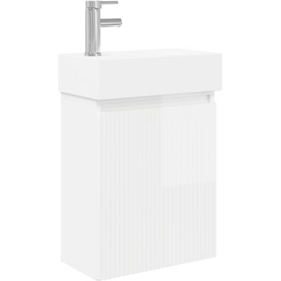 VIDAXL Mobile Bagno Con Rubinetto Bianco Lucido 45,5 X 22,5 X 84 VIDAXL Mobile Bagno Con Rubinetto Bianco Lucido 45,5 X 22,5 X 84