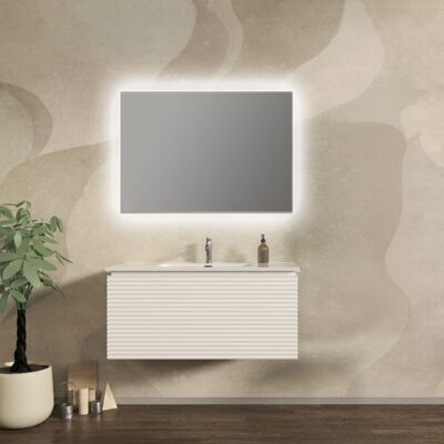 BADEN HAUS Mobile Da Bagno Sospeso 100 Cm Cannettato Orizzontale Bianco Opaco - Malaga BADEN HAUS Mobile Da Bagno Sospeso 100 Cm Cannettato Orizzontale Bianco Opaco - Malaga