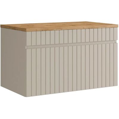 Unique Mobile Sotto Lavabo Sospeso Scanalato Beige Con Ripiano 80 Cm - Satara Unique Mobile Sotto Lavabo Sospeso Scanalato Beige Con Ripiano 80 Cm - Satara