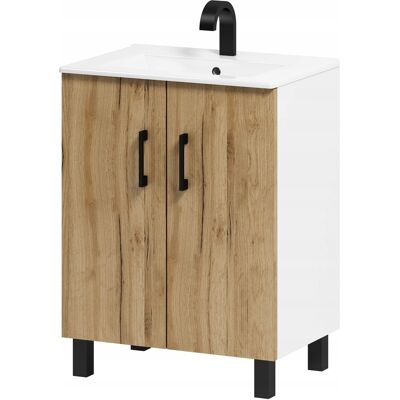 OEM Mobile Bagno Viki 60 Con Lavabo, Rovere Artigianale, Oro/bianco OEM Mobile Bagno Viki 60 Con Lavabo, Rovere Artigianale, Oro/bianco