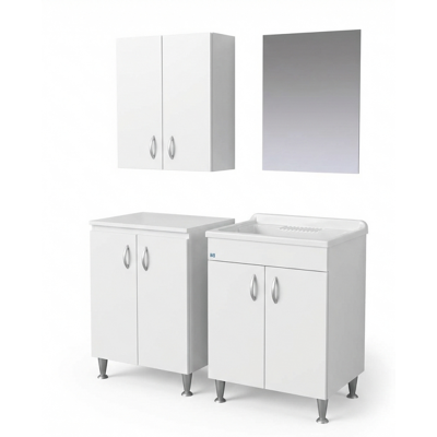 NEGRARI Set Bagno/lavanderia Con Lavatoio 60x50 Cm, Specchio, Pensile E Colonna - Serie Eco NEGRARI Set Bagno/lavanderia Con Lavatoio 60x50 Cm, Specchio, Pensile E Colonna - Serie Eco
