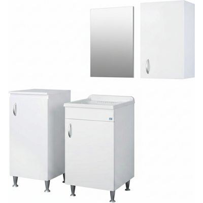 NEGRARI Set Bagno/lavanderia Con Lavatoio 45x50 Cm, Specchio, Pensile E Colonna -serie Eco NEGRARI Set Bagno/lavanderia Con Lavatoio 45x50 Cm, Specchio, Pensile E Colonna -serie Eco