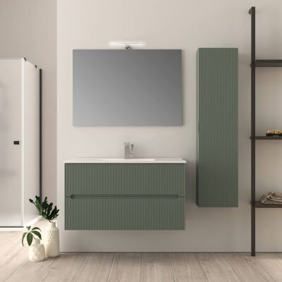 BADEN HAUS Mobile Bagno Verde Opaco Riga Cannettato 90 Cm BADEN HAUS Mobile Bagno Verde Opaco Riga Cannettato 90 Cm