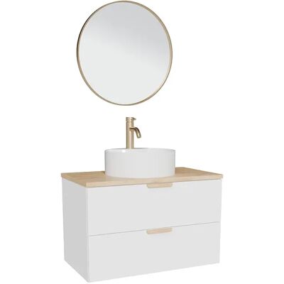 Unique Mobile Bagno Sospeso Con Lavabo Da Appoggio Rotondo, Rubinetto E Specchio Bianco L80 Cm – Avoreli Unique Mobile Bagno Sospeso Con Lavabo Da Appoggio Rotondo, Rubinetto E Specchio Bianco L80 Cm – Avoreli