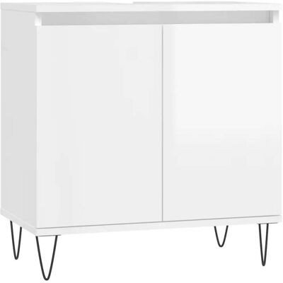 HELLOSHOP26 Mobiletto Da Bagno Con Pratico Vano Contenitore 58 X 33 X 60 Cm Stile Industriale Realizzato In Legno Composito Bianco Lucido 020049022 HELLOSHOP26 Mobiletto Da Bagno Con Pratico Vano Contenitore 58 X 33 X 60 Cm Stile Industriale Realizzato In Legno Composito Bianco Lucido 020049022