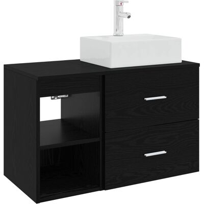 VIDAXL Set Di Mobili Per Il Bagno 2 Pcs Rovere Nero VIDAXL Set Di Mobili Per Il Bagno 2 Pcs Rovere Nero