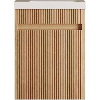 Unique Mobile Lavabo Sospeso Scanalato In Legno Di Frassino Con Lavabo In Resina Bianco Opaco Naturale Chiaro 40 X 25.5 X 54 Cm - Drovi Unique Mobile Lavabo Sospeso Scanalato In Legno Di Frassino Con Lavabo In Resina Bianco Opaco Naturale Chiaro 40 X 25.5 X 54 Cm - Drovi