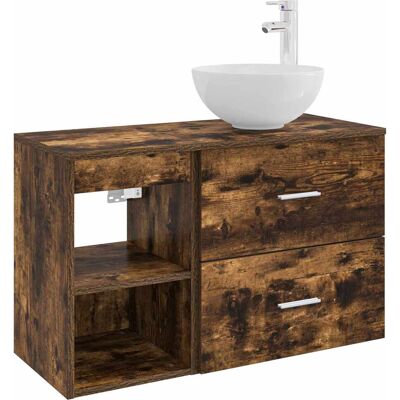 VIDAXL Set Di Mobili Per Il Bagno 2 Pcs Rovere Fumo VIDAXL Set Di Mobili Per Il Bagno 2 Pcs Rovere Fumo