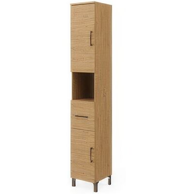 MARCA Colonna Bagno 2 Ante E 1 Cassetto Rovere Naturale 31,5 X 33,5 X 196 Cm Con Chiusura Rallentata Rubino MARCA Colonna Bagno 2 Ante E 1 Cassetto Rovere Naturale 31,5 X 33,5 X 196 Cm Con Chiusura Rallentata Rubino