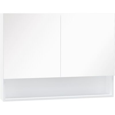 HOMCOM - Armadio A Specchio Con Luci A Led Ripiano Aperto E Ripiano Interno HOMCOM - Armadio A Specchio Con Luci A Led Ripiano Aperto E Ripiano Interno