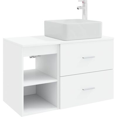 VIDAXL Set Di Mobili Per Il Bagno 2 Pcs Bianco Legno Ingegnerizzato VIDAXL Set Di Mobili Per Il Bagno 2 Pcs Bianco Legno Ingegnerizzato
