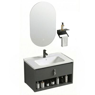 REA Un Set Di Mobili Da Bagno Con Lavabo Toledo 60cm Grey REA Un Set Di Mobili Da Bagno Con Lavabo Toledo 60cm Grey